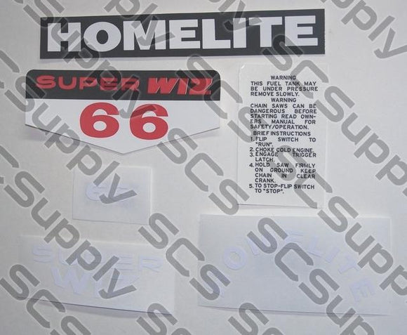 Homelite Super WIZ 66 (red) decal set
