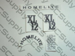 Homelite XL-12 (red saw, black decals) decal set